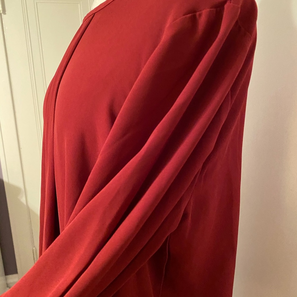 Vince Camuto Deep Red Front Drape Blouse - Picture 5 of 7